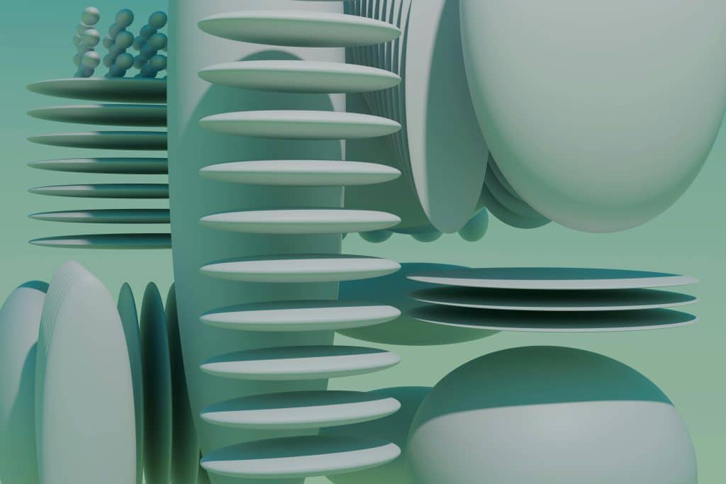 Captivating modern abstract art featuring curved 3D shapes in soft pastels, perfect for aesthetic wallpapers.